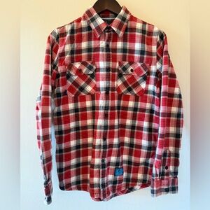 Vintage Alien Workshop Red and Black Plaid Button-Down Flannel Shirt